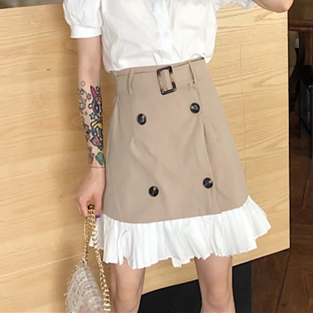 Женские юбки летняя элегантная мини-юбка на пуговицах в Корейском стиле новая