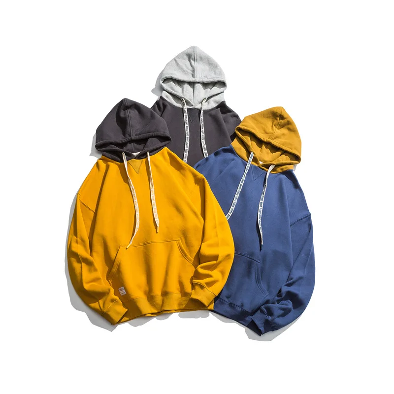

Fashion Casual Color Matching Hoodie Men Ins Loose Hip Hop Sweatshirt Lazy Pullover