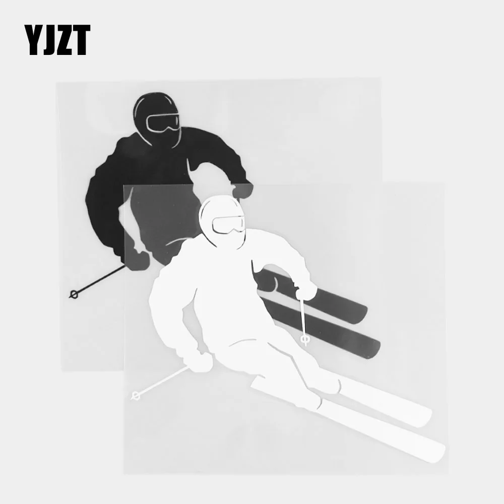 

YJZT 17,8 × 15,1 см изысканные спортивные виниловые наклейки Стикеры для любителей катания на лыжах и автомобиле черные/серебряные 20A-0415