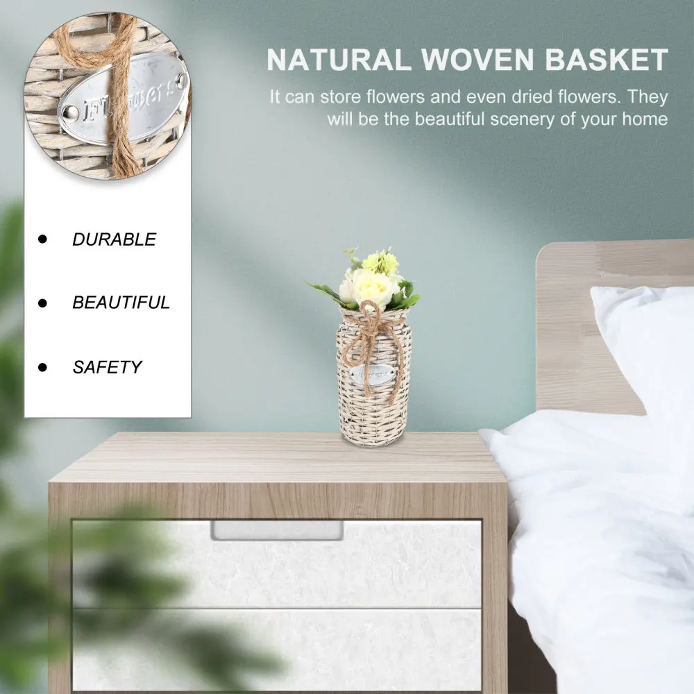 

1Pc Creative Storage Basket Hand-woven Flower Container Home Decorative Basket