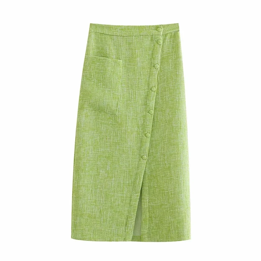 

Xitimeao Women 2021 Chic Fashion Office Wear Woolen Straight Midi Skirt Vintage High Waist Back Zipper Slit Female Skirts