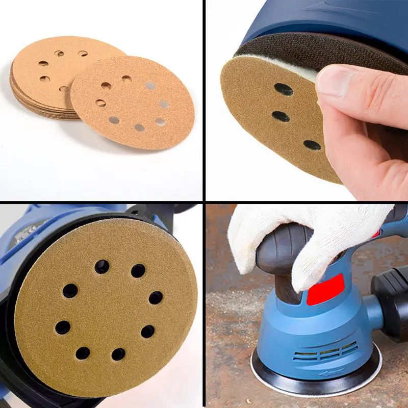 

60 Pieces 8 Holes Sanding Discs 5 Inch Dustless Hook and Loop Sander Paper - 10 Each of 60 80 120 180 240 320 Grits