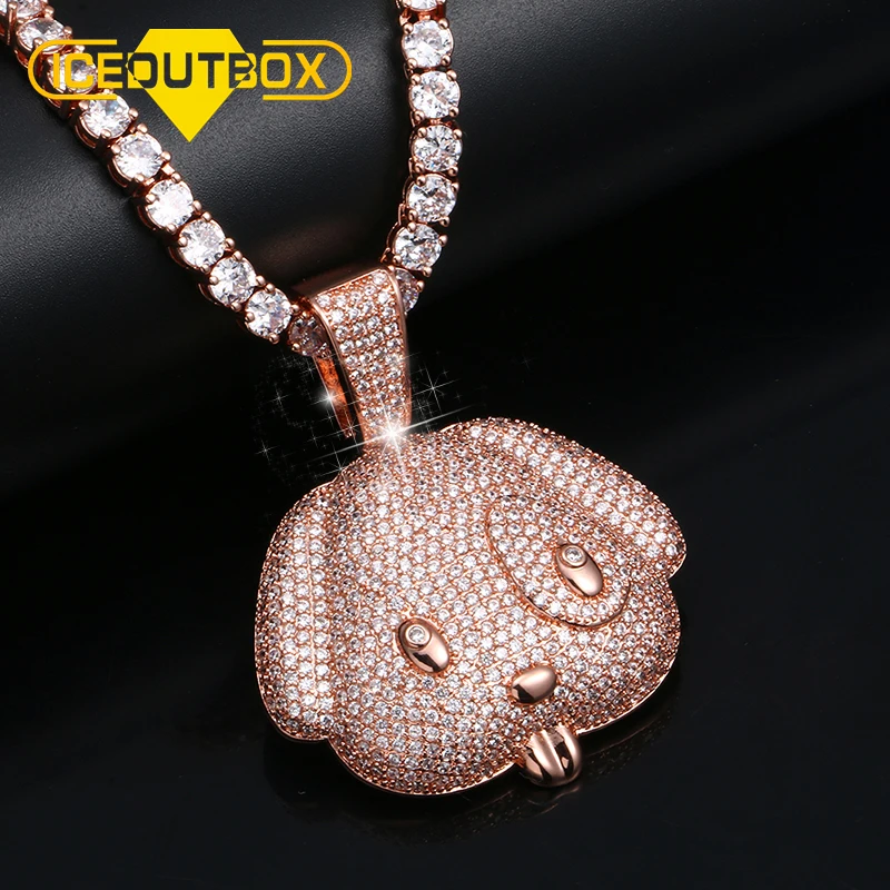 Латунь Мужские льдом с симпатичной собачкой ожерелье подвеской в виде головы