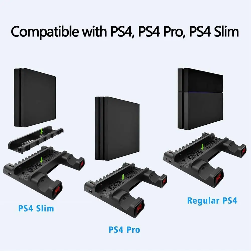 

Multifunctional High Efficiency Cooling Fan Stand Dualshock Controller Charging Station With LED Indicators For PS4 Slim Pro
