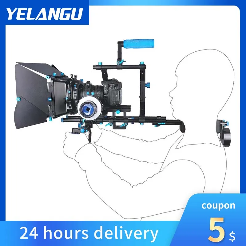 

YELANGU D201 Professional Video Camera DSLR Shoulder Mount Kit DSLR Rig With Follow Focus With Matt Box