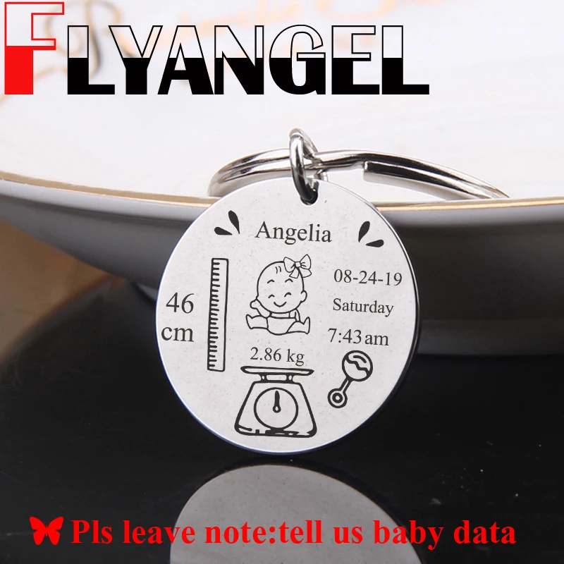 FLYANGEL детский брелок на заказ, новые детские данные, модная сумка, очаровательные ювелирные изделия, новые подарки для отца и матери