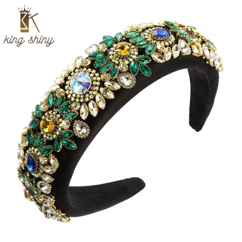 

Luxurious Baroque Full Crystal Headband for Woman Elegant Sparkly Rhinestone Padded Princess Hairband Female Birthday Headdress