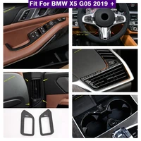 air ac steering wheel cup holder lift button panel cover trim for bmw x5 g05 2019 2022 carbon fiber look accessories interior