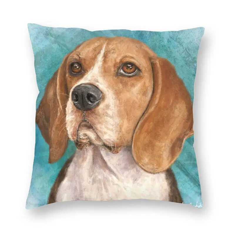 

Бигль картина с бирюзовый фон Чехлы диван домашний декор смешная собака квадратная Подушка Чехол 40x40