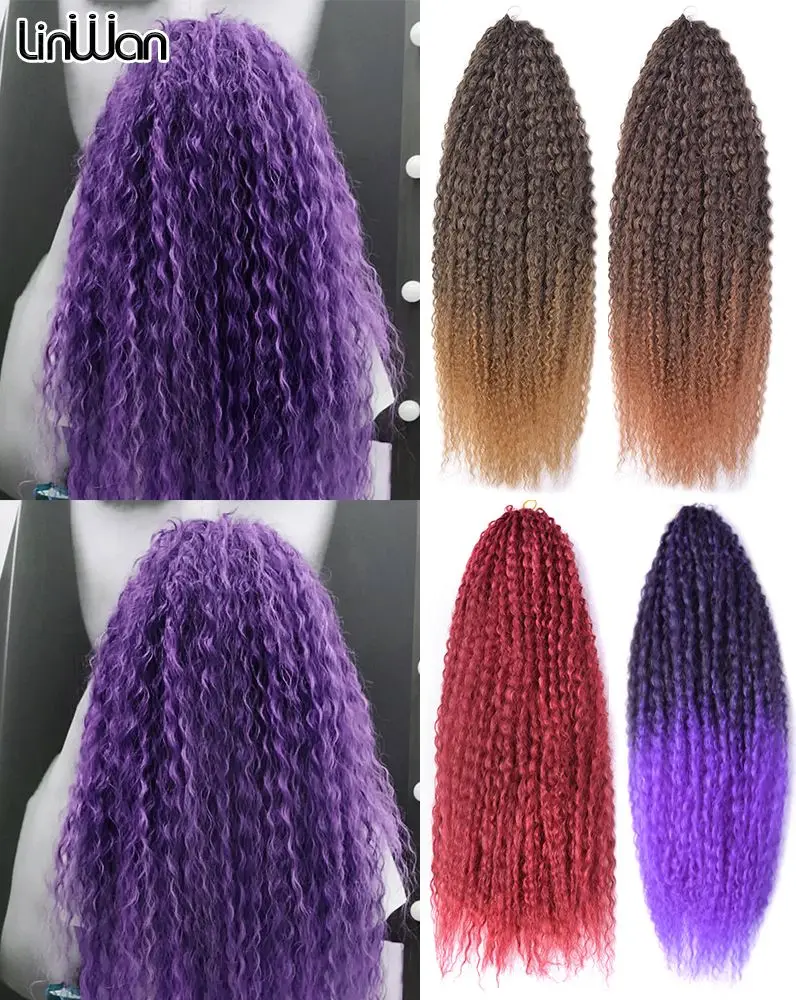 Synthetic Braids Hair Extensions Brazilian Marly Ombre Organic Crochet Afro Curls Soft Yaki Kinky Curly Hair For Women And Kids