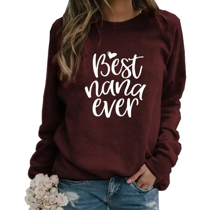 

Best Nana Ever Letters Print Hoodies For Women Long Sleeve Round Neck Hoodies Kawaii Femmes Tops Sweatshirts Frauen Plus Size