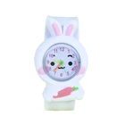 4 Цвета мультфильм кролик Форма детские часы спортивный комплект одежды для маленьких мальчиков и девочек, кварцевые наручные часы для женщин, детей От 3 до 8 лет, развивающая игрушка часы
