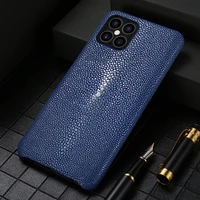 original handmade genuine stingray leather case for iphone 13 12 pro max 12max 11 se 2020 x xr xs 8 7 plus pearl fish back cover
