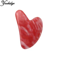 1pc heart shaped synthetic red pomegranate crystal gua sha scraper facial massager unnatural jade scrapping board for face body