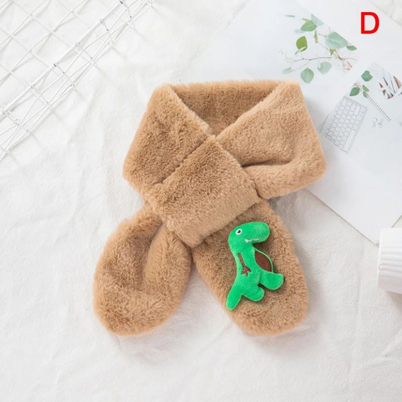 

Christmas Fashion Winter Warm Cartoon Children's Scarf Boys Girl Plush Scarf Cute Imitation Rabbit Fur Cross Scarf