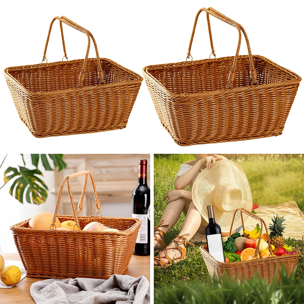 Picnic Basket Handmade Shopping Sundry Organizer with Double Handles for Wedding Gifts | Дом и сад
