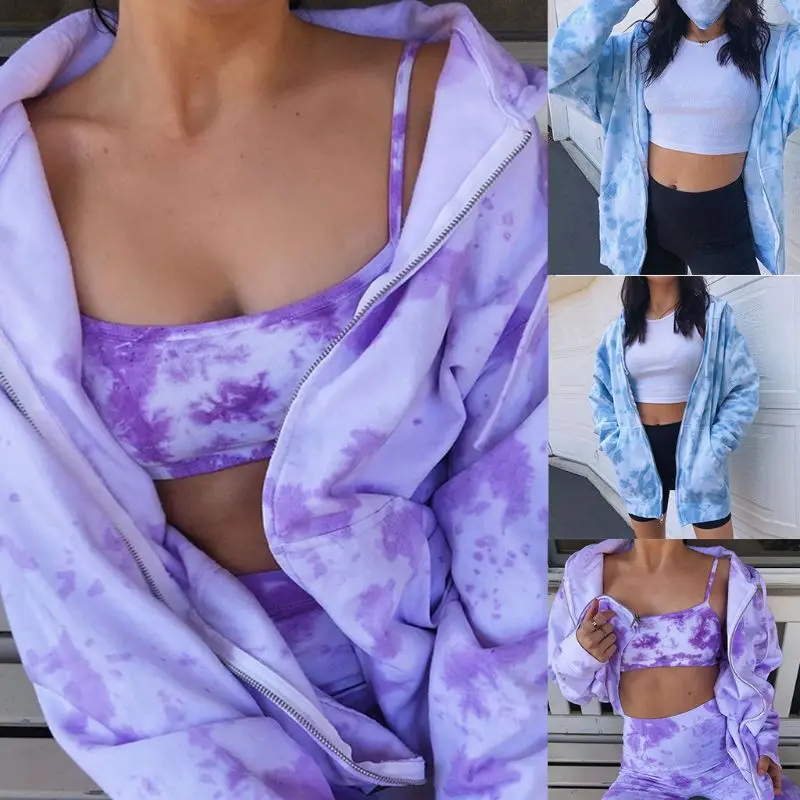 

Женские зимние толстовки с длинным рукавом, на молнии, с градиентным принтом, с завязкой, свитшоты с кулиской, свободная туника большого раз...