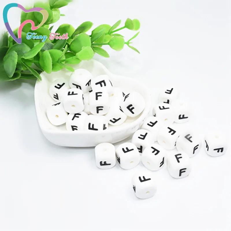 Teeny Teeth 10 шт. буквы F кубик алфавита пищевой силикон бусины BPA бесплатно