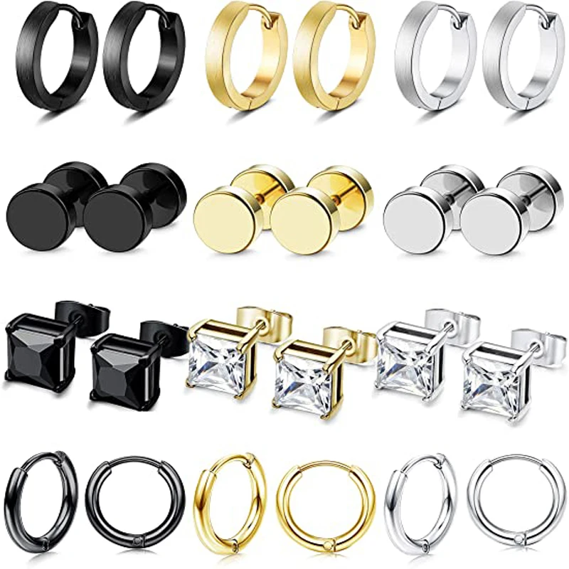 

12 пар сережек для мужчин и женщин, подходит для ювелирных изделий из нержавеющей стали, для вечеринок, гипоаллергенные