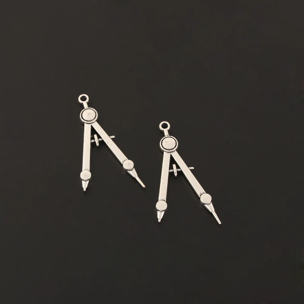 10 шт. Серебряный Цвет Треугольная линейка циркуль Подвески школьные