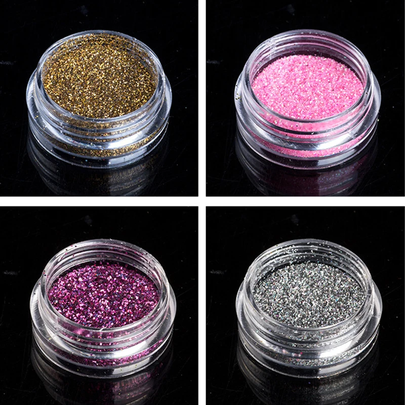 12PCS Randomly Holographic Nail Glitter Powder Shiny Nail Art Sequins Acrylic Nails Tools Gel Nail Polish Manicure Decoration