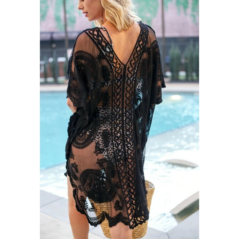 Женский летний купальный костюм кружевной купальник-бикини с v-образным вырезом