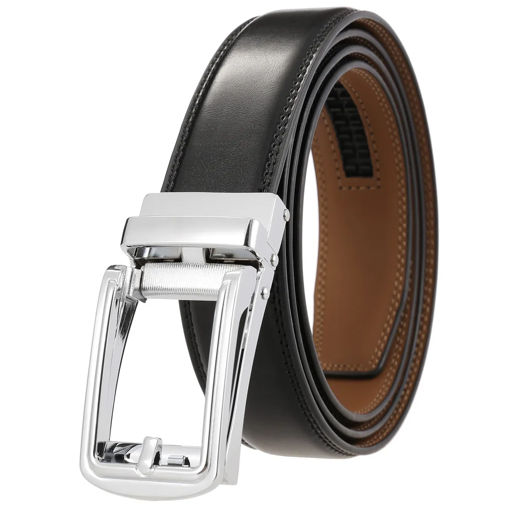 New Genuine Leather Mens Belts Automatic Buckle Fashion Belts for Men Business Popular Male Designer Brand Belts LY233-23435-2