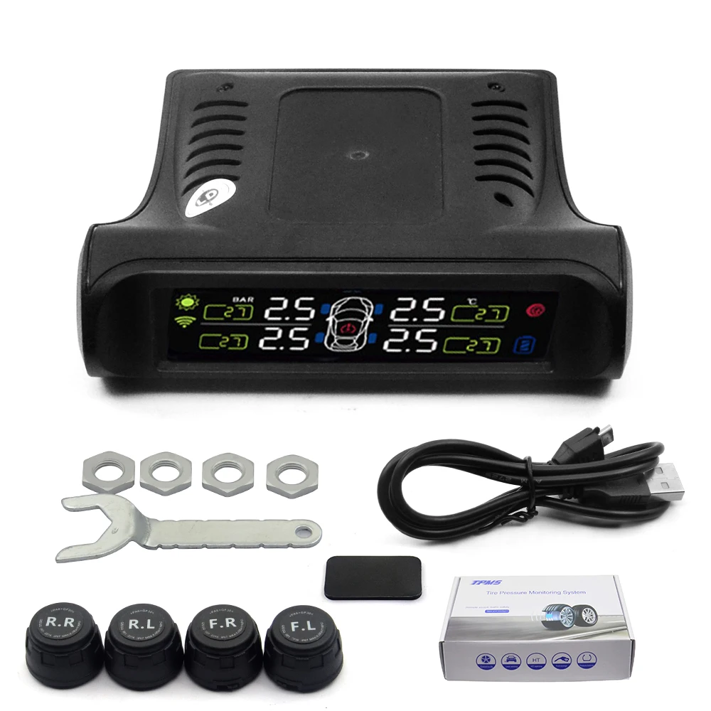 External Солнечная система контроля давления в автомобильных шинах TPMS, дисплей 4 внутренних/внешних датчика Предупреждение предупреждение о температуре T06N T01W Visture - Тип: External