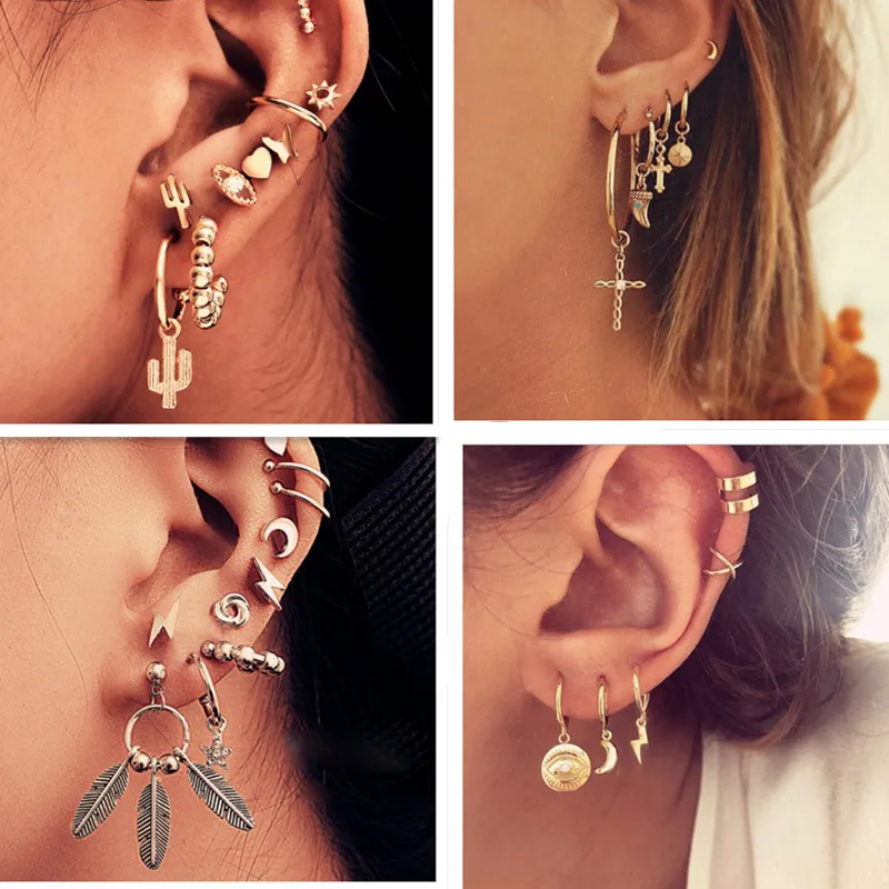 Женские серьги-гвоздики С КАКТУСОМ маленькие геометрические серьги глазом