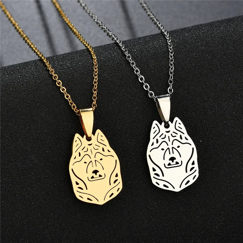 ELSEMODE Милая ожерелье с подвеской в виде головы овчарки из нержавеющей стали