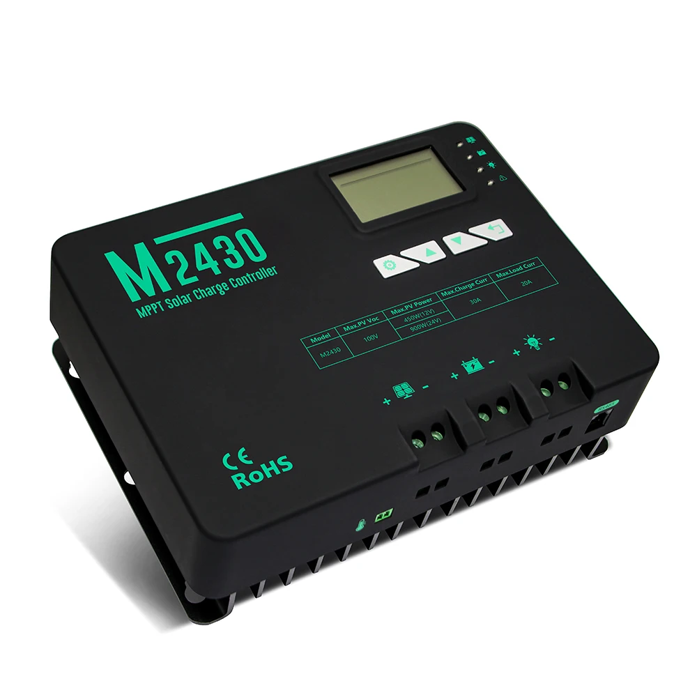 Контроллер заряда солнечной батареи MPPT 20A 30A 40A Φ 12V 24V Авто с ЖК-дисплеем Bluetooth
