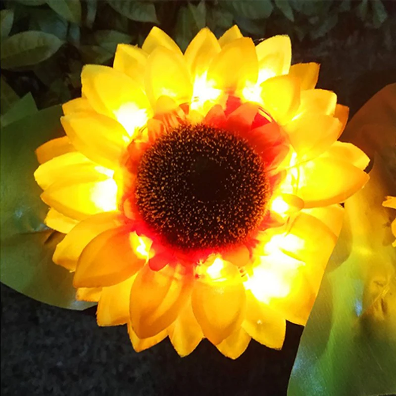 

Sunflower Style 2pcs Light LED Lawn for Outdoor Garden Courtyard Outdoor Solar Garden Powerful Sunflower Lamps Night Light