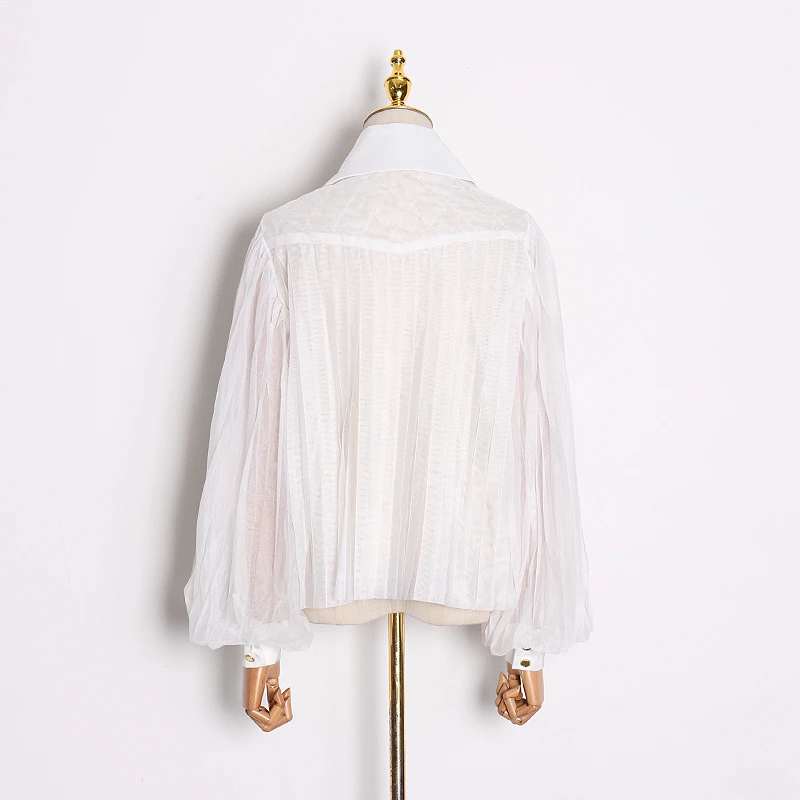 Женская сетчатая блузка TWOTWINSTYLE Весенняя с длинными рукавами фонариками и