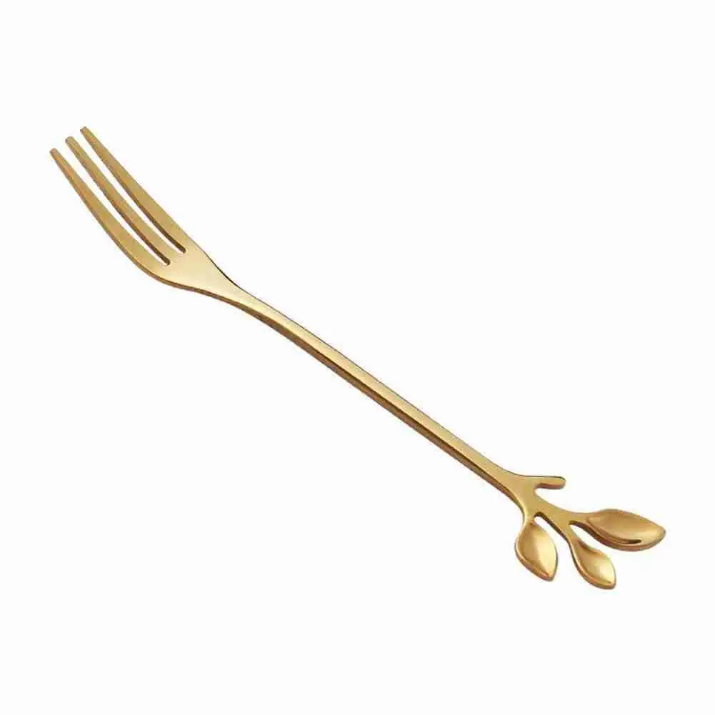 

Creative Branch Leaves Spoon Fork Steel Coffee Stirring Tableware Fruit Spoon Teaspoon Kitchen Bar Accessories Fork E2M5