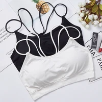 090 2021 wholesale white black crossback sexy young lady women seamless vest gather bra