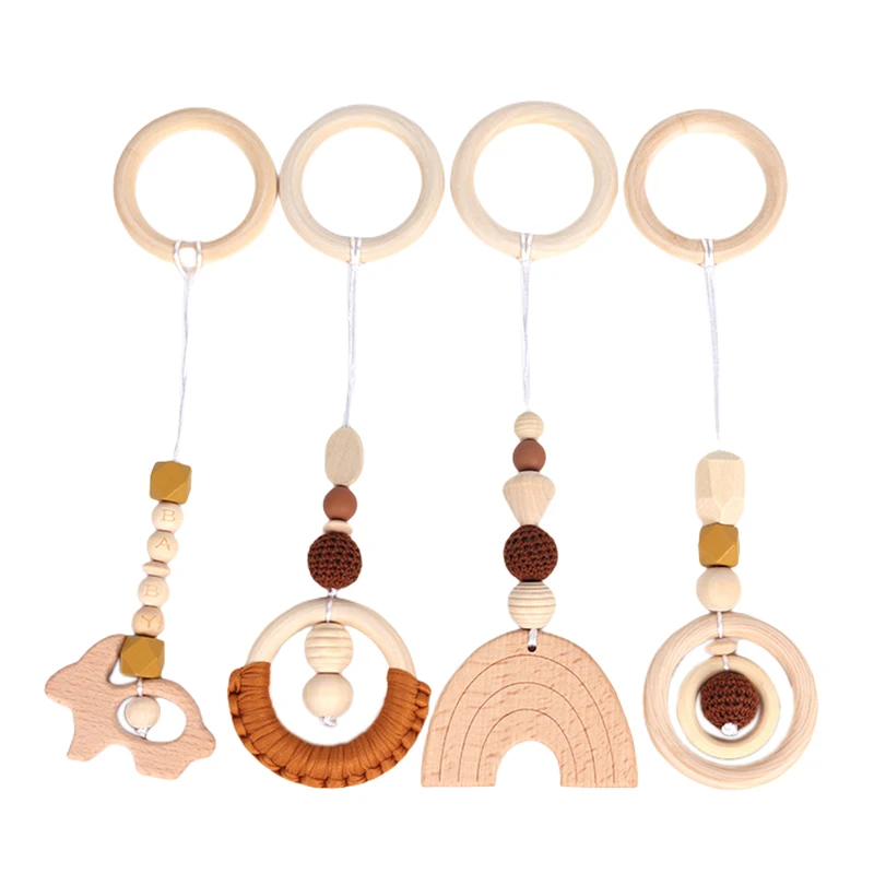 

Wooden Beads Ring Pendant Home Kids Room Crib Wall Hanging Decor Perfect Child Intellectual Toy Gifts