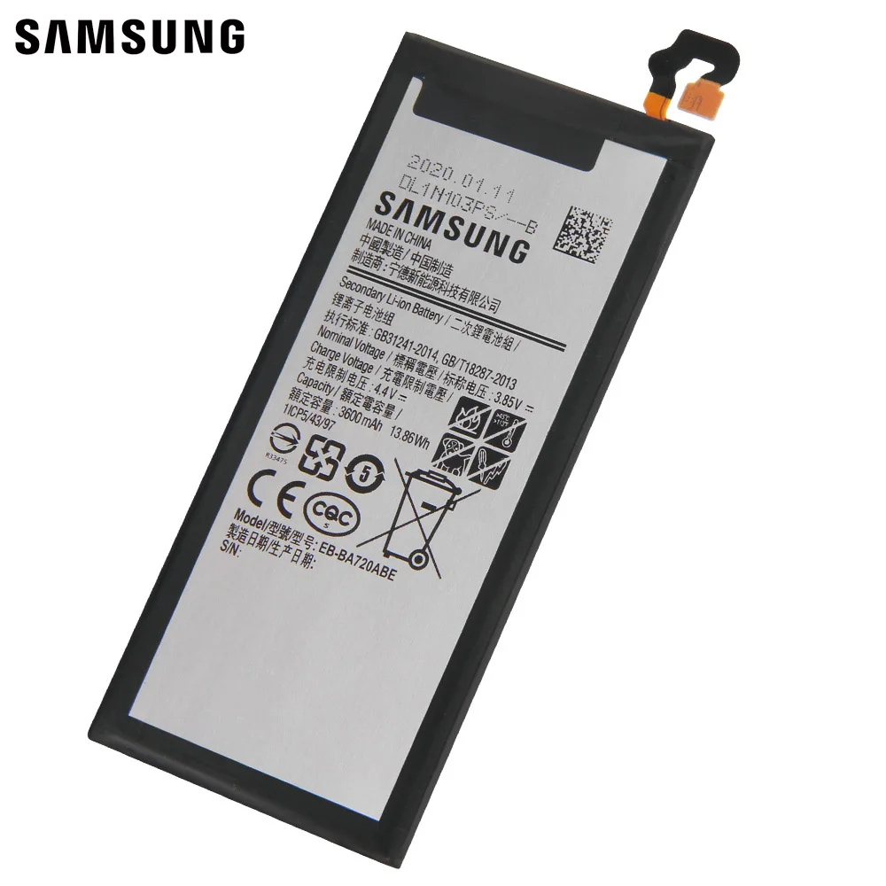Оригинальная запасная аккумуляторная батарея Samsung стандарта 2017 для GALAXY A7 EB BA720ABE
