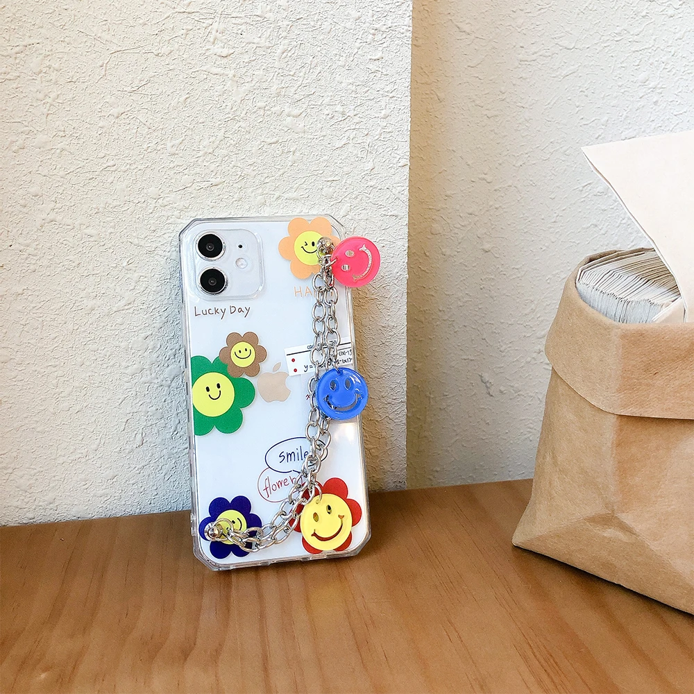 

Design bracelet Phone Cases smile face flowers Tempered For iPhone 12 Pro Max Mini 11 Pro XR XS MAX 8 X 7 Plus SE 2020 case