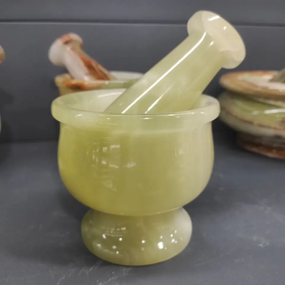 

1pcs Natural Afghan jade garlic mortar natural stone mineral crystal healing harmless home decoration
