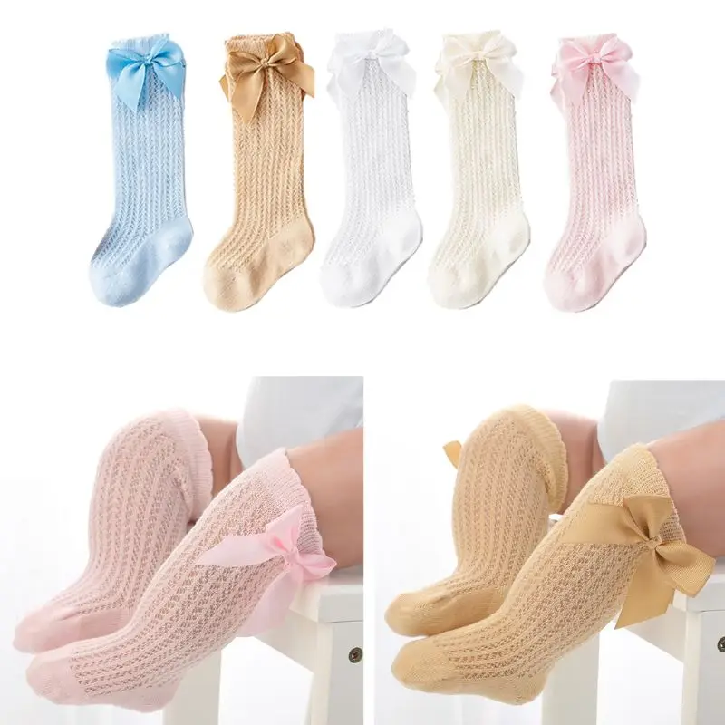 

Cute Bowknot Baby Socks Cotton Bows Baby Girls Knee Socks Spring Summer Mesh Kids Infant Toddler Knee High Socks 0-2Y