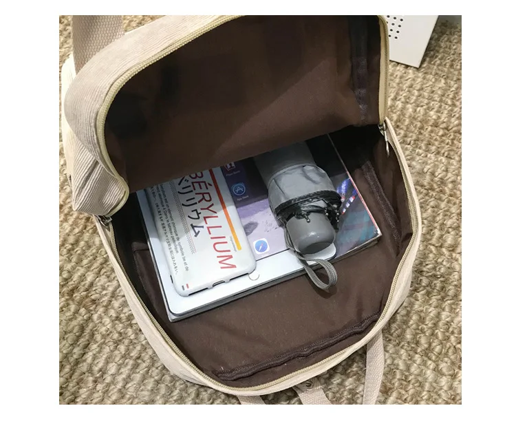 

Korean Style Simple Corduroy Fashion Student School Bag Female Multi-function Backpack Outdoor Travel All-match Package 2020 New
