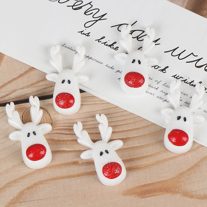 5 шт. DIY Рождественский Белый олень каучук с плоской задней стороной Кабошон