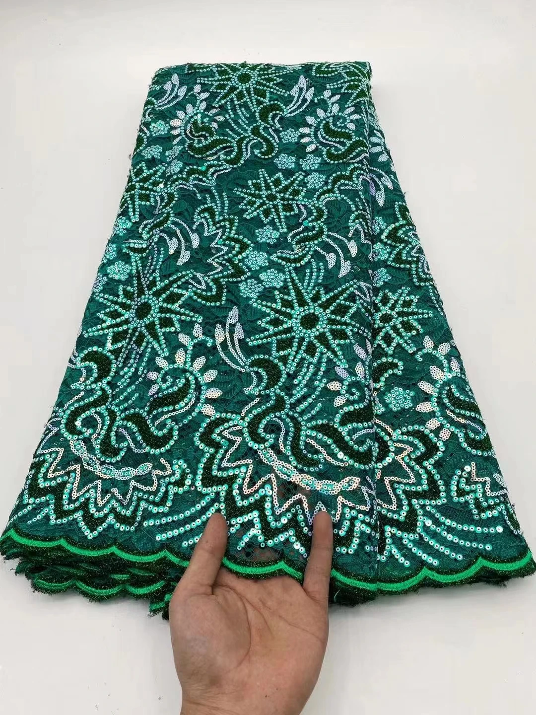 

Африканская кружевная ткань с блестками, вышитая нигерийская французская бархатная кружевная ткань 2021, Высококачественный кружевной мате...