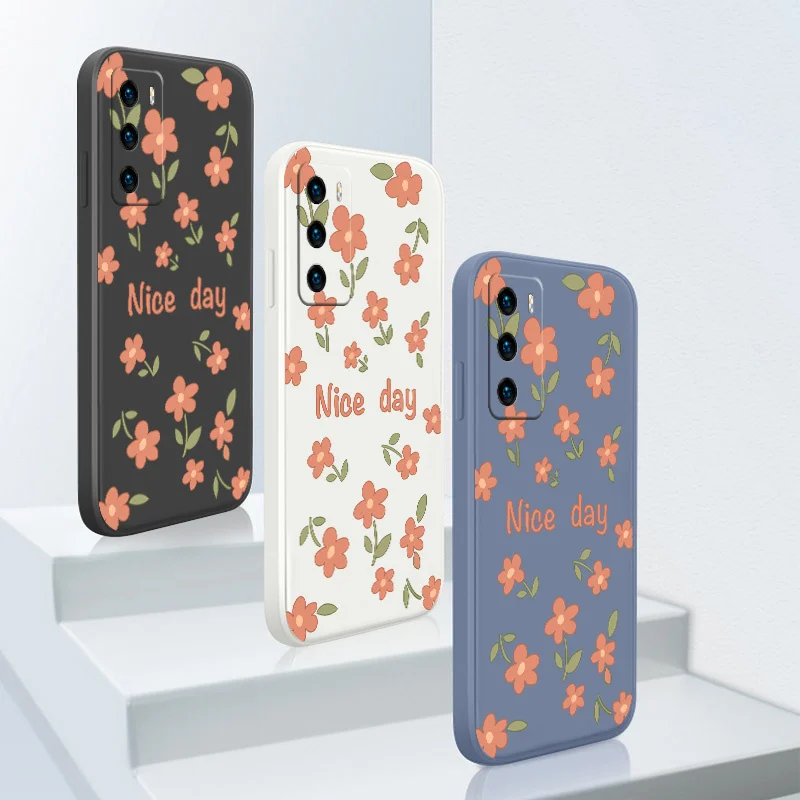 

Bright Flowers Case For Huawei P40 P30 P20 Pro Lite Silicone Phone Cover For Huawei Mate 40 30 20 Pro Lite P Smart 2021 Y7A
