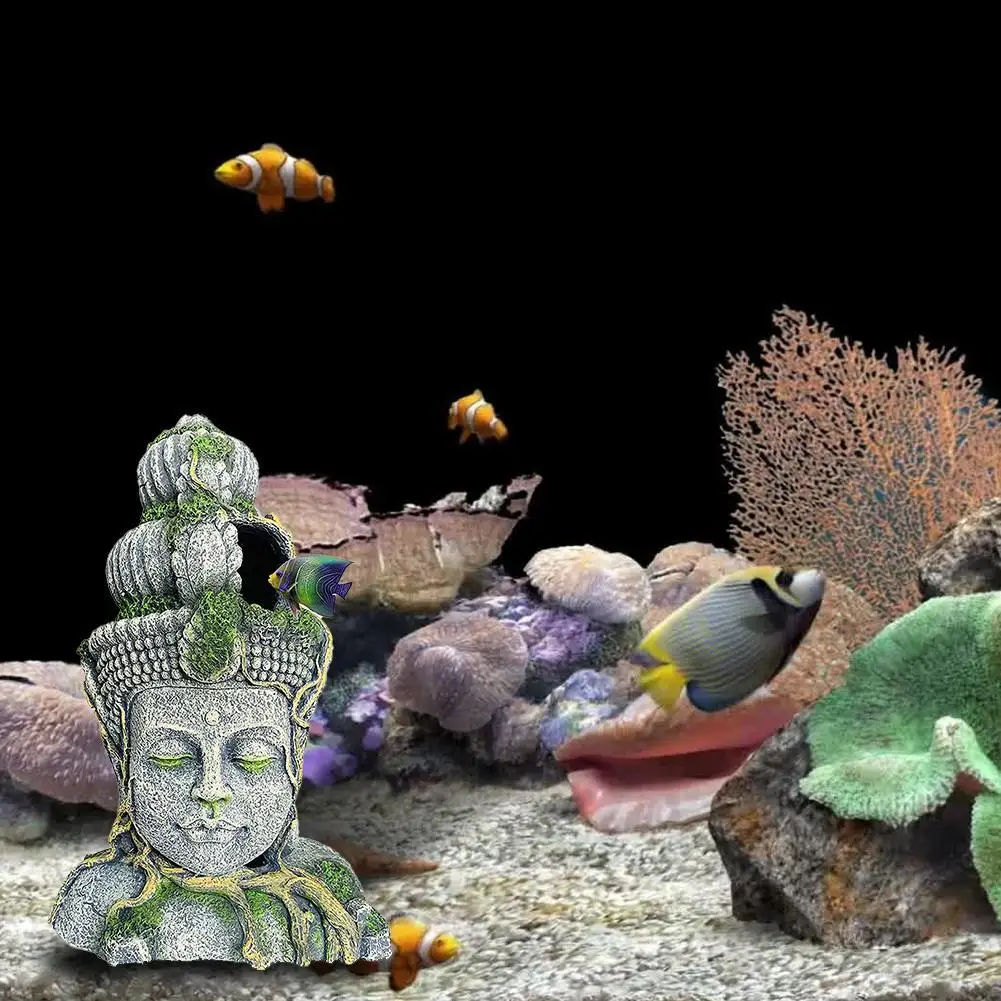 Статуя с головой Будды аквариумное украшение статуя Ландшафтная рыба креветка