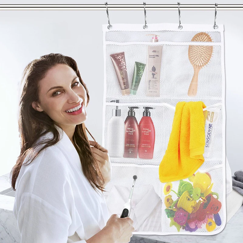 Простой сетчатый подвешивающий мешок на стену полиэстер сумка для хранения в