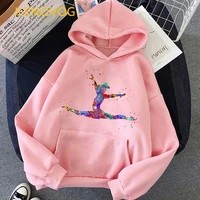 watercolor gymnastics splatter print hoodies women clothes 2021 kawaii clothes for girls winter sweatshirt women tracksuit