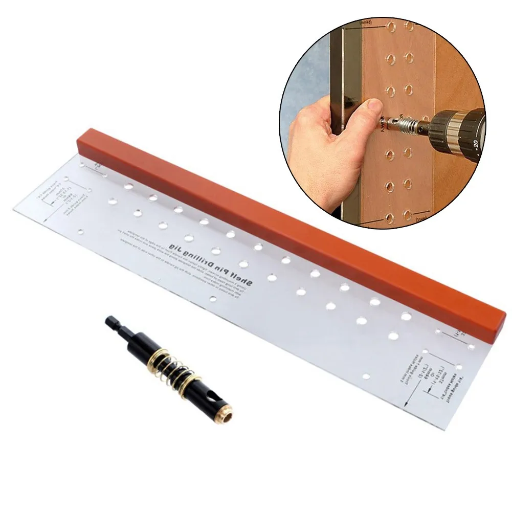 

Dowel Jig Shelf Pin Drilling Furniture Cabinet Door Hole Drill Guide Tool Drilling Jig With Drill Bit For Round Dowel Hinge Inst