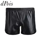 Мужские Блестящие боксеры из искусственной кожи, спортивные шорты, мужские шорты для фитнеса, мужские шорты с задним карманом для тренажерного зала, мужские пляжные шорты