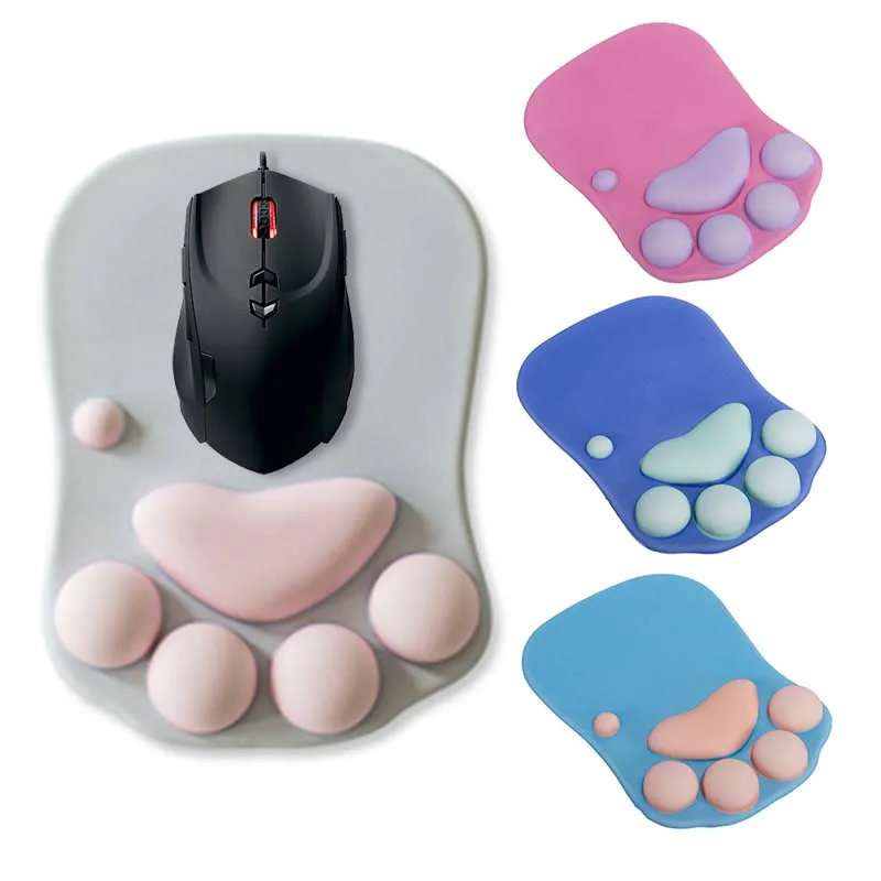 

3D Cute Mouse Pad Soft Cat Paw Mouse Pads Wrist Rest Support Comfort Silicon Memory Foam Gaming Ergonomic Mouse Mat